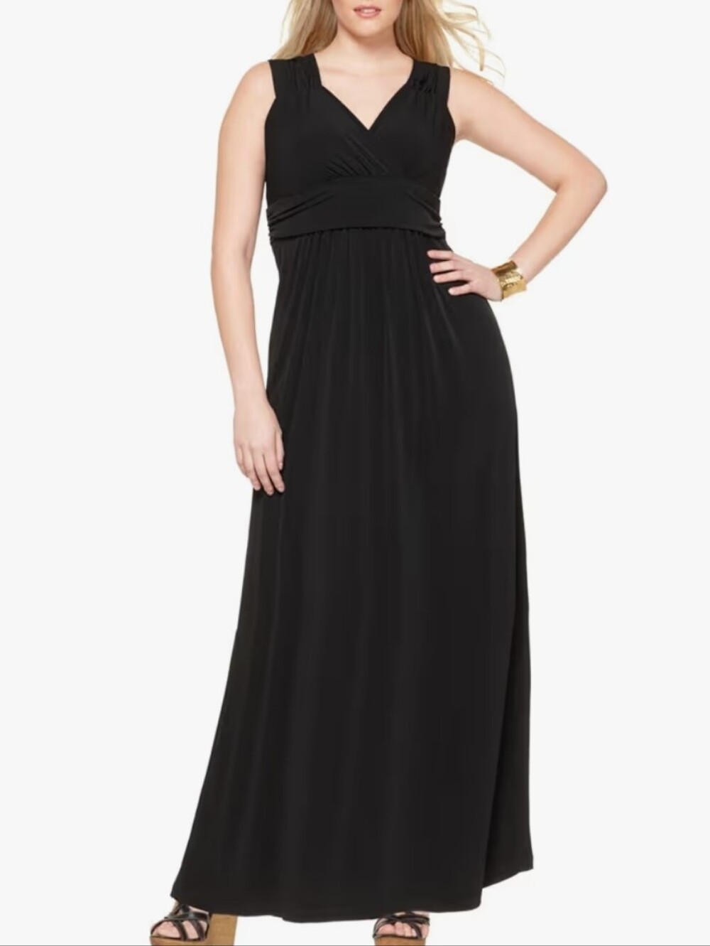 NY Collection Women's Plus Ruched Empire Maxi Dress
